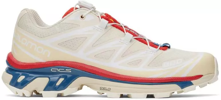 Бежево-красные кроссовки XT-6 Salomon