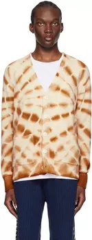 Бежево-оранжевый кардиган-клеш в паутину The Elder Statesman