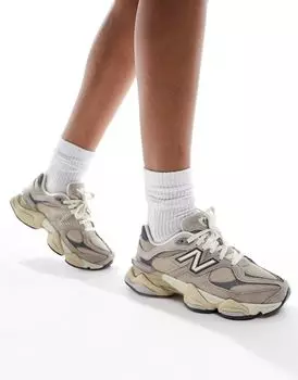 Бежево-темно-синие кроссовки New Balance 9060