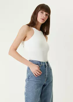 Бежевое боди с бретелькой на шее Academia