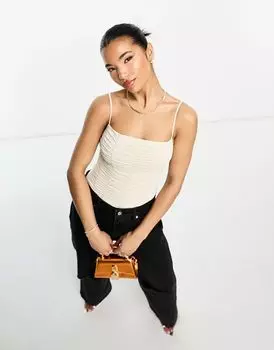 Бежевое боди со сборками Abercrombie & Fitch