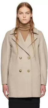 Бежевое двубортное пальто Max Mara