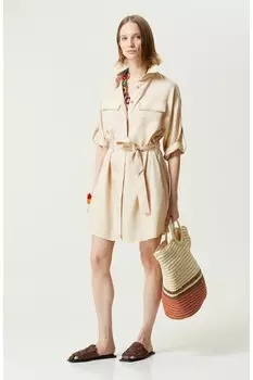 Бежевое джинсовое платье Network, бежевый