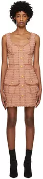 Бежевое мини-платье c бахромой Balmain