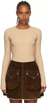 Бежевое нейлоновое боди MM6 Maison Margiela