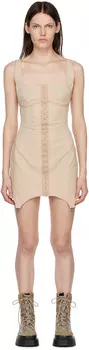 Бежевое нейлоновое мини-платье MISBHV