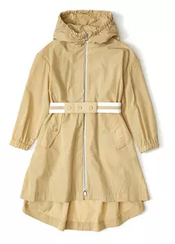 Бежевое пальто с капюшоном для девочки Moncler