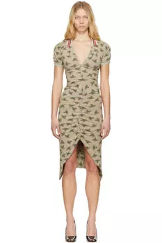 Бежевое платье-миди с эффектом посадки Vivienne Westwood