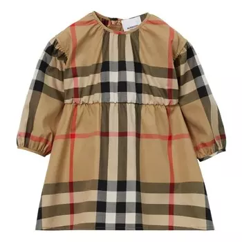 Бежевое платье в клетку Burberry, бежевый