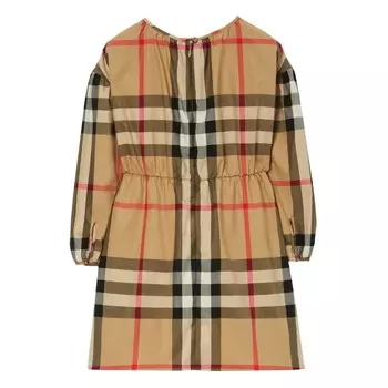 Бежевое платье в клетку Burberry, бежевый