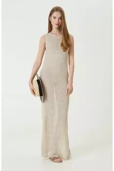 Бежевое пляжное платье без рукавов с круглым вырезом Network, бежевый