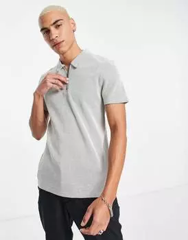 Бежевое текстурированное вафельное поло с молнией ASOS DESIGN
