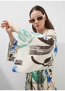 Бежевое женское кимоно с рисунком NGSTYLE