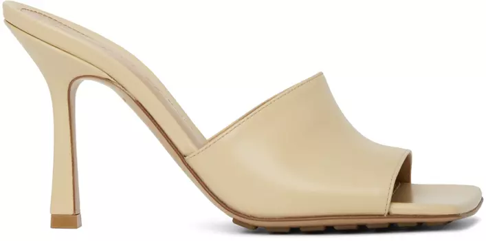 Бежевые эластичные мюли на каблуке Bottega Veneta