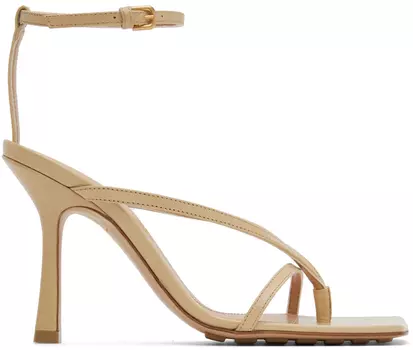 Бежевые эластичные сандалии Bottega Veneta
