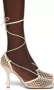 Бежевые эластичные туфли на каблуке Bottega Veneta