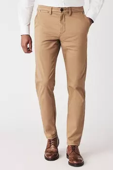 Бежевые элегантные брюки от Crew Clothing Company приталенного кроя из хлопка Crew Clothing Company