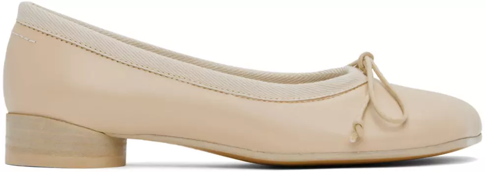 Бежевые анатомические классические балетки MM6 Maison Margiela