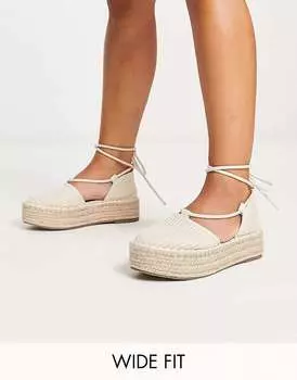 Бежевые эспадрильи на платформе ASOS Wide Fit Juggle