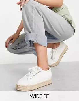 Бежевые эспадрильи на платформе широкого кроя ASOS DESIGN Josh