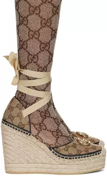 Бежевые эспадрильи с узором GG Gucci