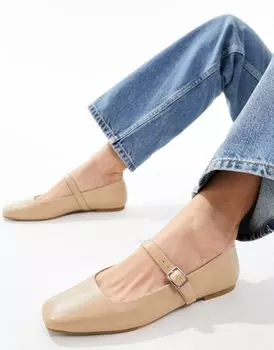 Бежевые балетки ASOS DESIGN Lottie Mary Jane