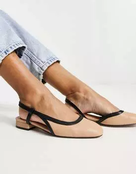 Бежевые балетки с открытым носком и круглым носком ASOS DESIGN Latte