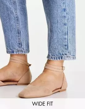 Бежевые балетки широкого кроя ASOS Wide Fit Lift