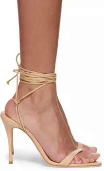 Бежевые босоножки на каблуке с запахом Magda Butrym