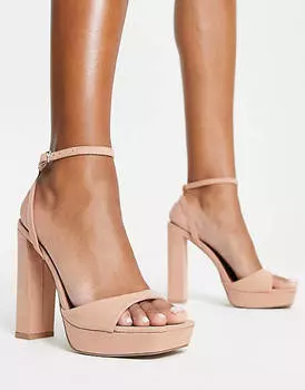 Бежевые босоножки на платформе ASOS DESIGN Noun на едва заметном каблуке