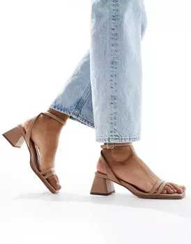 Бежевые босоножки на среднем каблуке ASOS DESIGN Honeydew