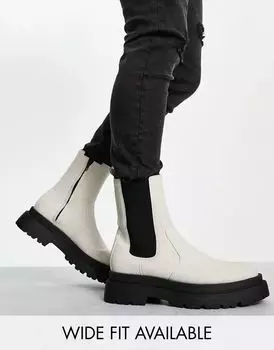 Бежевые ботинки челси из искусственной кожи крокодила ASOS на массивной подошве