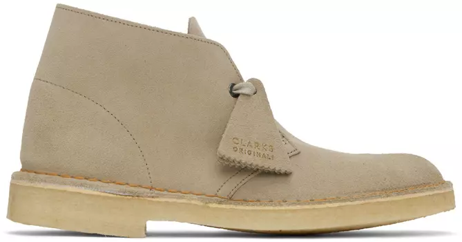 Бежевые ботинки дезерты на шнуровке Clarks Originals