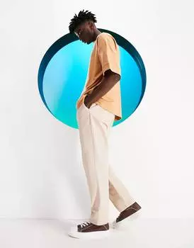 Бежевые брюки чинос с завышенной талией ASOS DESIGN Circular Design
