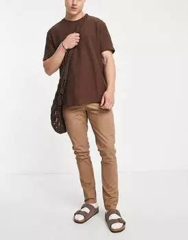 Бежевые брюки чинос скинни ASOS DESIGN