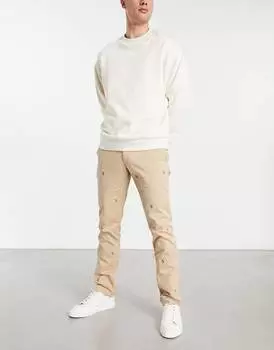 Бежевые брюки чинос узкого кроя с логотипом Polo Ralph Lauren
