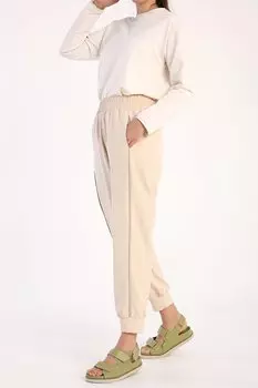 Бежевые брюки-джоггеры с детализированной окантовкой ALL DAY