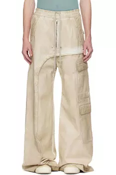Бежевые брюки Hollywood Imbalanced Double Cargo Jumbo Belas Denim Rick Owens DRKSHDW