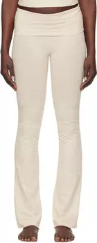 Бежевые брюки из хлопкового джерси с отворотом SKIMS