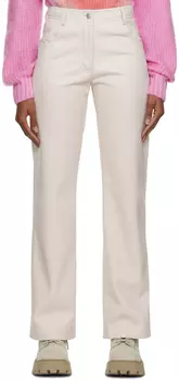 Бежевые брюки из искусственной кожи MSGM