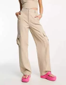 Бежевые брюки-карго Heartbreak с контрастной строчкой