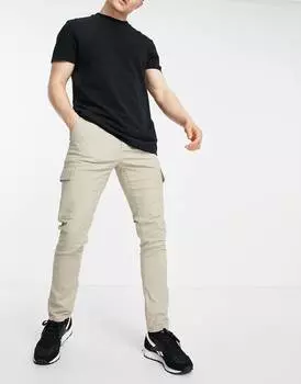 Бежевые брюки карго скинни ASOS DESIGN
