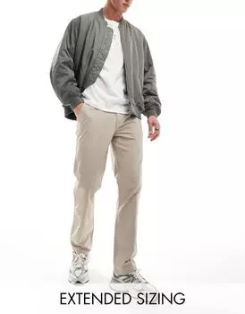 Бежевые брюки прямого кроя из рипстопа ASOS DESIGN