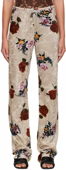 Бежевые брюки с цветочным принтом Dries Van Noten