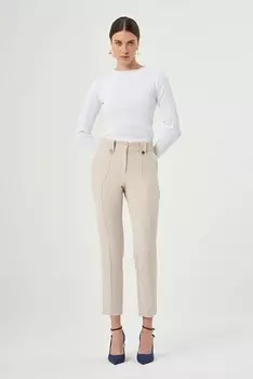 Бежевые брюки с пуговицами Mizalle