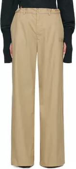 Бежевые брюки с вышивкой MM6 Maison Margiela