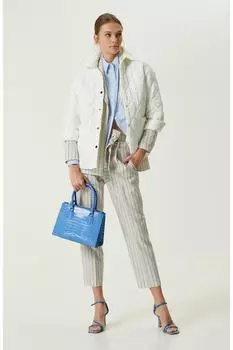 Бежевые брюки с высокой талией в полоску Network, бежевый