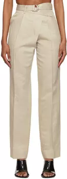 Бежевые брюки с запахом Helmut Lang