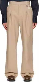 Бежевые брюки со складками Wooyoungmi