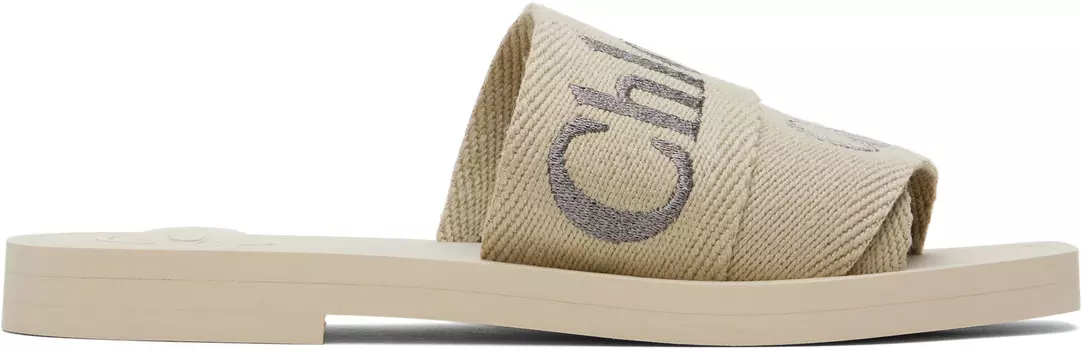 Бежевые деревянные мюли Chloe